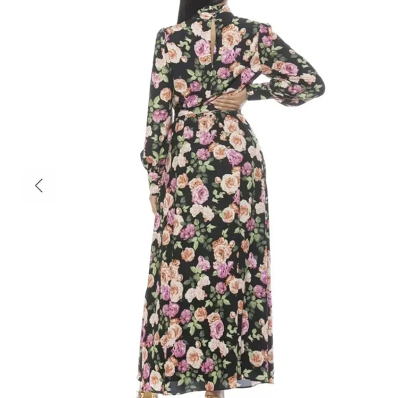 Alexia Admor Isaliah Dress in Black Floral Multicolor Size 14 - Picture 2 of 5